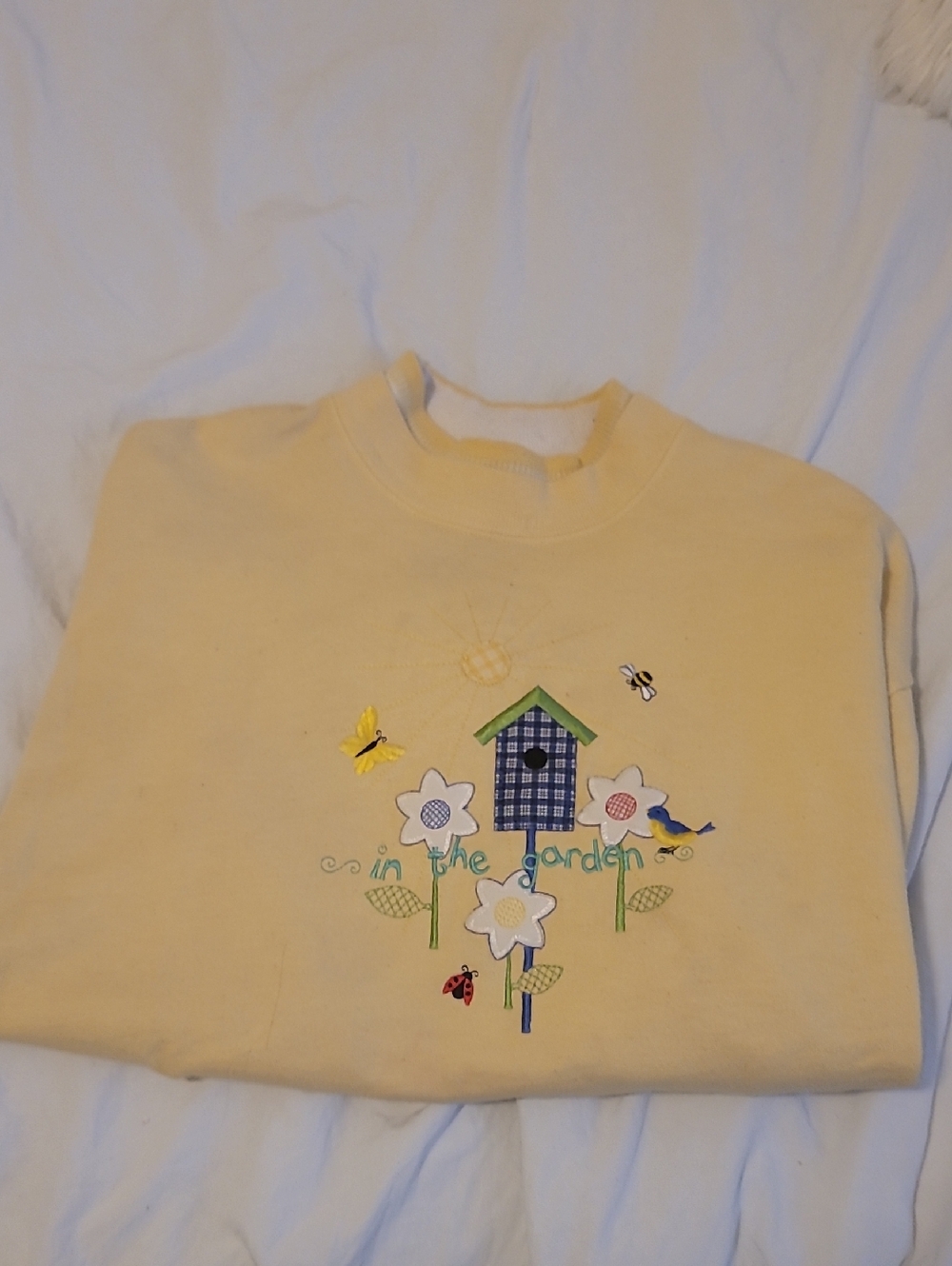 Yellow Embroidered 'In the Garden' Sweatshirt